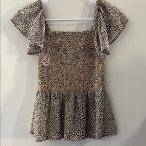 Japna Leopard Print Smocked Blouse